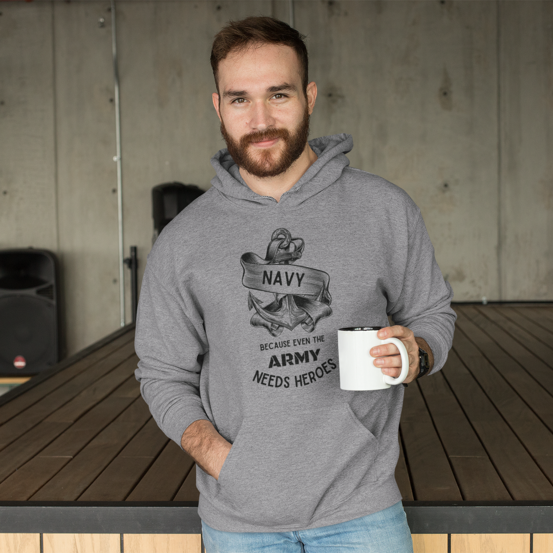 Navy. Because even the army needs heroes Unisex Hoodie